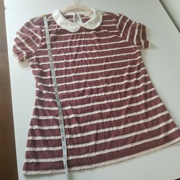 Maison Jules Maroon Short Sleeve Striped Top - Picture 7 of 7